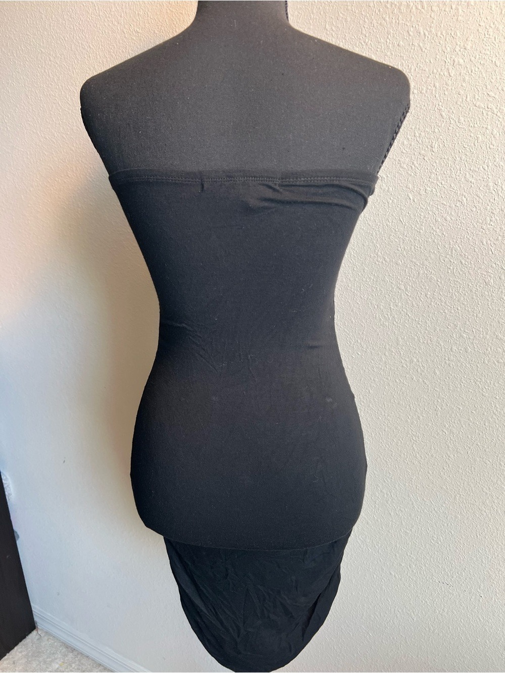 Derek Heart Couture Strapless BodyCon Black Ruched Dress with Diamond Accent - Picture 2 of 5